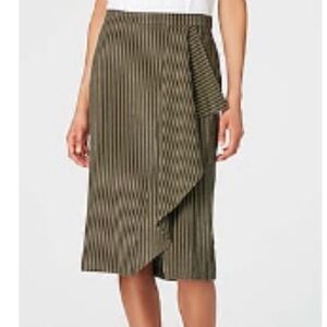 BRAND NEW Linen Draped-Front Skirt COLOR: Moss White JJill 2XL